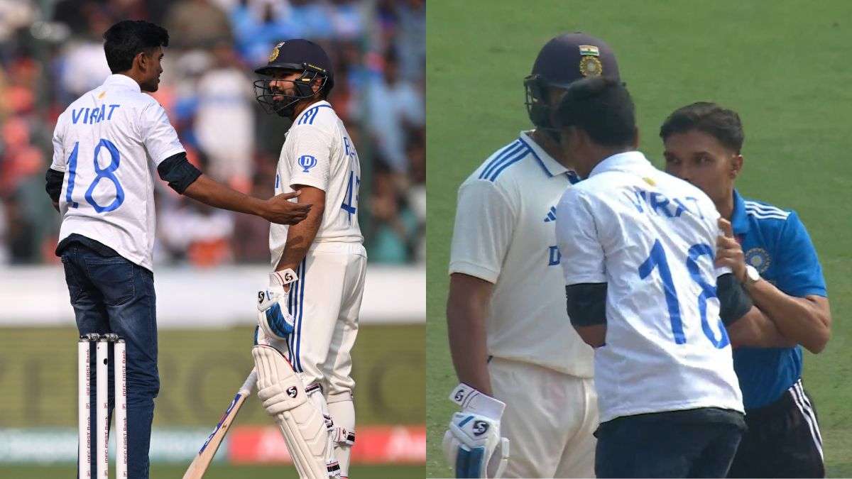 Fan Touches Rohit Sharma's Feet in 1st Test Hyderabad