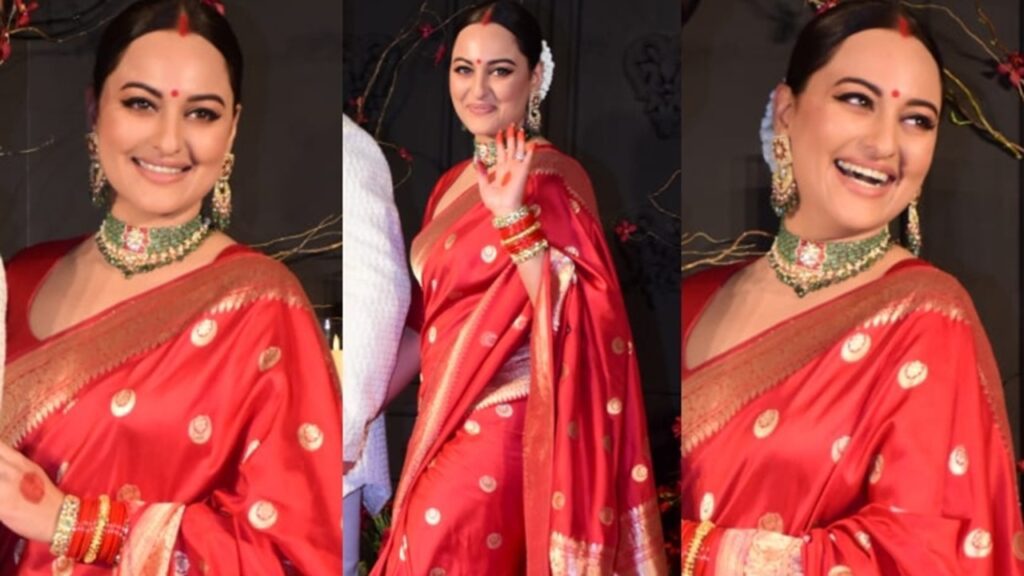  The red saree worn by Sonakshi Sinha at the reception is so cheap