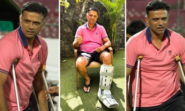 Rahul Dravid Seen Using Crutches