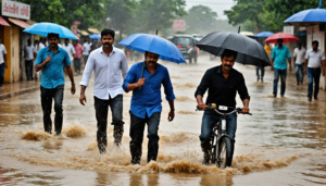 Flooded streets after heavy rainfall