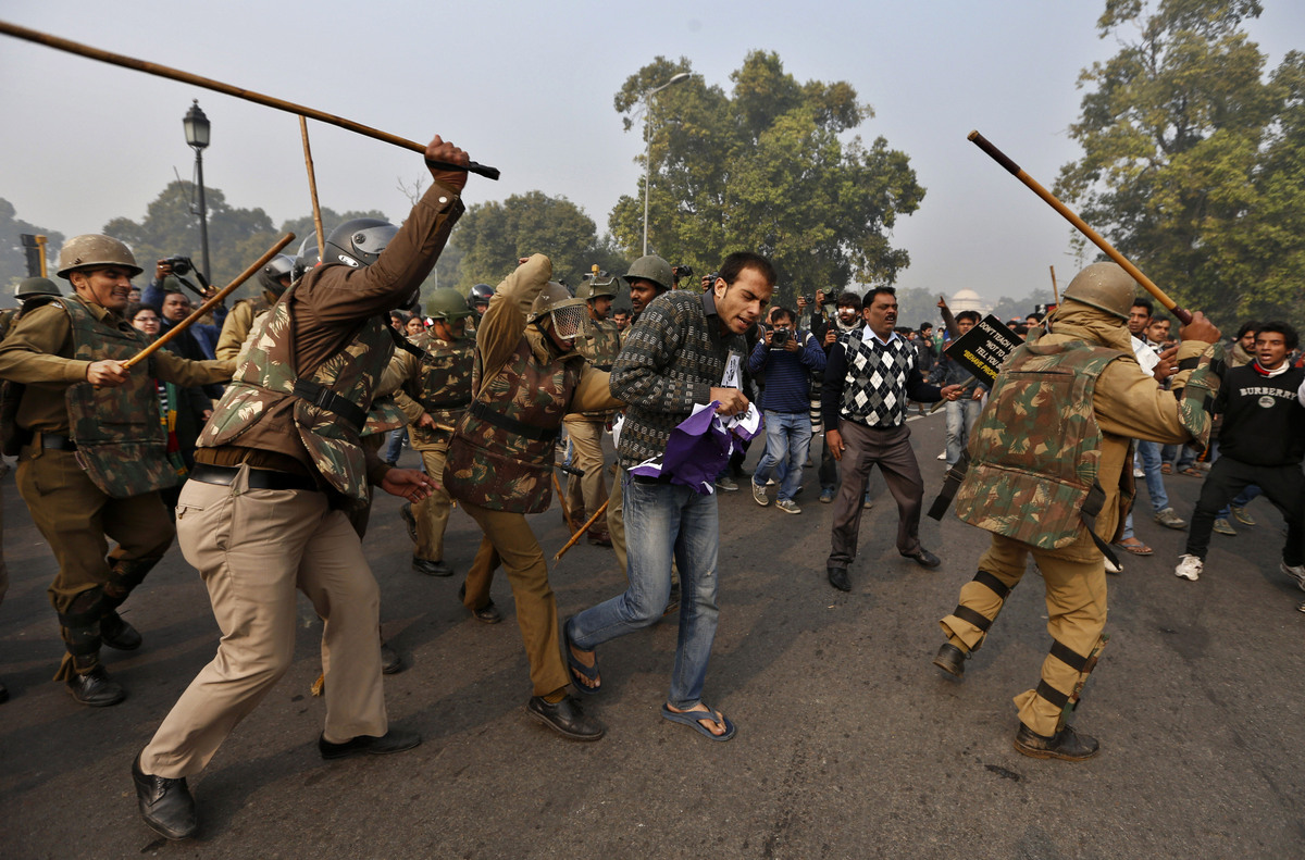 police beat people in india
